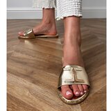 D/CEO Golden flip-flops with a golden ornament on the strap Verona | ePonuda.com