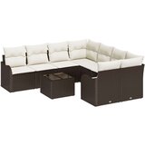  9-dijelni set sofa za vrt s jastučićima Smeđi Poli Ratan 2-sjedalna sofa za vrt s jastučićima Smeđi Poli Ratan | shoptok.hr