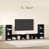 vidaXL TV ormar s policom s pohranom 4 pcs Crni hrast 37 x 35 x 107.5 cm | shoptok.hr