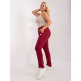 Fashion Hunters Burgundy cotton women's sweatpants plus size Cene