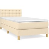  Krevet s oprugama i madracem krem 100 x 200 cm od tkanine | shoptok.hr