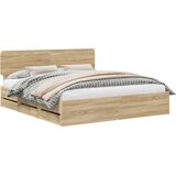 vidaXL konstrukcija postelje s predalom sonoma hrast 200 x 200 cm, (5000113634) | Shoptok.si