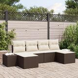 vidaXL 6-delni vrtni kavč set s blazinami rjav poli ratan, (22093085) | Shoptok.si