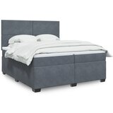 vidaXL Box spring postelja z vzmetnico temno siva 200x200 cm žamet Cene
