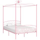 vidaXL Posteljni okvir z ogrodjem za baldahin roza kovinski 140x200 cm | Shoptok.si