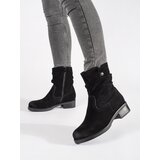 Sergio Leone Black leather ankle boots with a crinkled upper | Shoptok.si