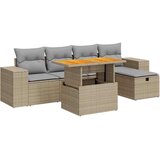 vidaXL 6-dijelni set vrtnih sofa s jastucima bež od poliratana bagrem | shoptok.hr