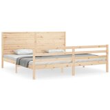 Maison Chic Posteljni Okvir - Dvoposteljna postelja z vzglavjem 200x200 cm trden les, (22080466) | Shoptok.si