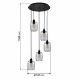 Brilagi LED luster na sajli RETRO GLASS 5xE27/60W/230V crna/zadimljena siva | Eponuda.com