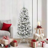 vidaXL Umetno Zložljivo Božično Drevo Zelena in bela 150 cm PVC | Shoptok.si
