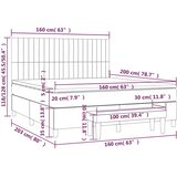 vidaXL Box spring postelja z vzmetnico krem 160x200 cm blago, (20894527) | Shoptok.si