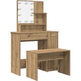  Toaletni stolić s LED-om Artisan hrastovinom izrađenim drvom Smeđa 86.5 x 35 x 136 cm | Shoptok.si