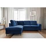 Miuform Temno modra raztegljiva kotna sedežna garnitura iz rebrastega žameta (levi kot) Lofty Lilly – | Shoptok.si