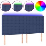  LED posteljno vzglavje modro 200x5x118/128 cm blago, (20935912) | Shoptok.si