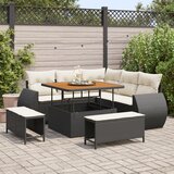 vidaXL 8 Piece Garden Sofa Set with Cushions Black Poly Rattan Acacia | Shoptok.si