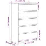  Ladičar siva boja betona 60 x 36 x 103 cm od konstruiranog drva | shoptok.hr