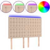 Maison Chic LED posteljno vzglavje - Vzglavna omarica kapučino 144x5x118/128 cm umetno usnje, (22077040) | Shoptok.si