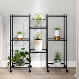  Stalak za cvijeće s kotačima 83 x 25 x 83,5 cm crni željezni | shoptok.hr