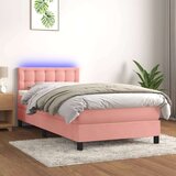  Krevet box spring s madracem LED ružičasti 90x190 cm baršunasti Cijene