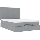 vidaXL Otomanski posteljni okvir z vzmetnico siv 140x200 cm blago | Shoptok.si