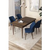 Hanah home Arp - Baroque, Navy Blue BaroqueNavy Blue Dining Table & Chairs Set (5 Pieces) | ePonuda.com