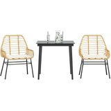 3-dijelni vrtni blagovaonski set s jastucima poliratan i staklo Smeđa 80 cm table length | shoptok.hr