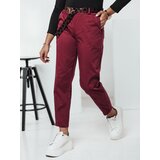 DStreet Spodnie damskie one size LEOCINCIN z paskiem bordowe | Shoptok.si