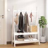 vidaXL Stojalo za oblačila belo 100x45,5x150 cm trdna borovina Cene