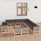  Sedežna garnitura 13-delna z blazinami trdna borovina | Shoptok.si