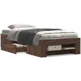vidaXL Posteljni okvir rjav hrast 100x200 cm inženirski les | Shoptok.si