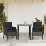 3-dijelni vrtni blagovaonski set s jastucima od poliratana crni | shoptok.hr