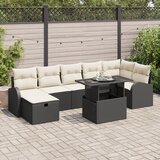 vidaXL 8-delni Vrtni Sofa Set z Blazinami Črni Poli Ratan, (22091424) | Shoptok.si
