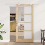  Klizna vrata Prirodna 93 x 202 cm Masivna borovina i staklo | shoptok.hr