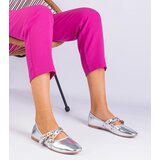 Gemre Silver eco-leather ballerinas decorated with buckles Emmarino | shoptok.hr