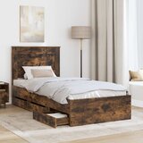  Krevetna konstrukcija s ladicama Dimljeni hrast 90 x 190 cm | shoptok.hr