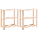 vidaXL vidXL Stojalo 3-nadstropno 2 kosa 80x38x90 cm trdna borovina 150 kg Cene