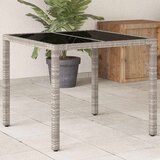  Vrtni stol sa staklenom pločom sivi 90x90x75 cm od poliratana | shoptok.hr