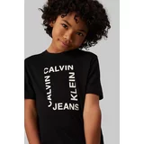 Calvin Klein Jeans Otroška bombažna kratka majica črna barva, IB0IB02159