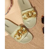 Resti Women's green quilted slippers with a gold chain Eteris - Footwear | Shoptok.si