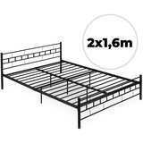 ModernHome metalni krevet 160 x 200 cm s letvičastom podnicom, crni u