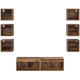 TV ormar S LED lampica s ladicama Zidne 8 pcs Staro drvo Stakl | shoptok.hr