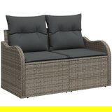 vidaXL set od 7 komada vrtnih sofa s jastucima siva poli ratan, dvosed vrtna sofa s ladicom i jastucima siva poli ratan | shoptok.hr