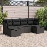 vidaXL 6-dijelni set vrtnih sofa s jastucima crni od poliratana | shoptok.hr
