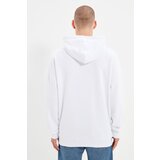 Trendyol White Oversize/Wide Cut Hooded Labeled Fleece/Warm Sweatshirt | Eponuda.ba