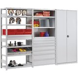 eurokraft pro Sestavljiv skladiščni regal, siv, VxŠ 2000 x 1300 mm, s 5 jeklenimi policami, priključni regal, nosilnost police 175 kg, globina 300 mm | Shoptok.si