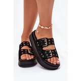 Boto Ladies Sandals With Golden Buckles On Platform Black Virvania | ePonuda.com