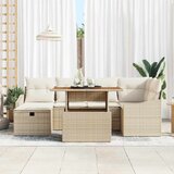  Sjedeća garnitura za vrt 7 kom. Bež poliratan 233.5 x 123.5 x 85 cm | Shoptok.si