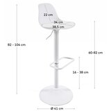 Kave Home Mat bel barski stol z nastavljivo višino iz umetnega usnja (višina sedeža 60 cm) Orlando-T – | Shoptok.si