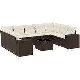 vidaXL 10-dijelni set vrtnih sofa od poliratana s jastucima smeđi | shoptok.hr