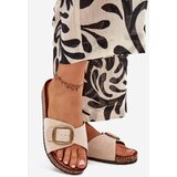 Boto Women's sandals with buckle on cork platform beige Zavira | Shoptok.si